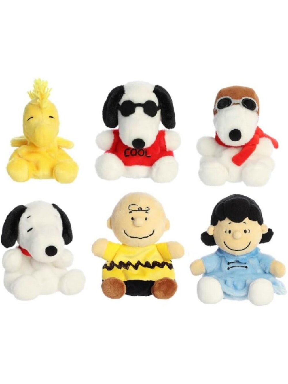 6-Piece Plush Toy Bundle - Charlie Brown, Lucy, Woodstock & Snoopy - Soft